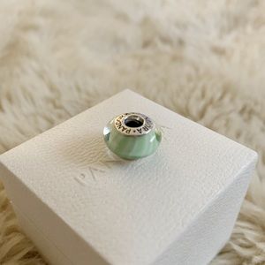 Pandora green glass charm